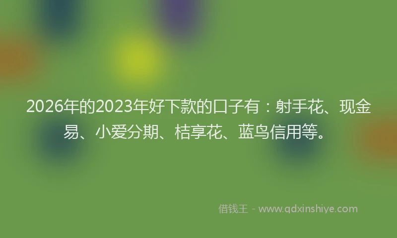 2026年的2023年好下款的口子有：射手花、现金易、小爱分期、桔享花、蓝鸟信用等。