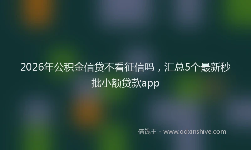 2026年公积金信贷不看征信吗，汇总5个最新秒批小额贷款app