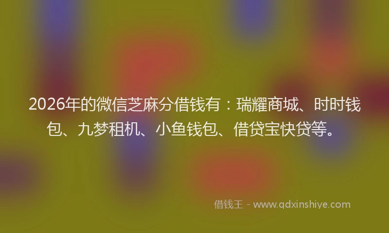 2026年的微信芝麻分借钱有:瑞耀商城、时时钱包、九梦租机、小鱼钱包、借贷宝快贷等。
