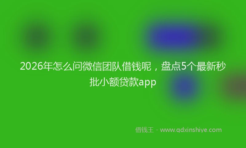 2026年怎么问微信团队借钱呢，盘点5个最新秒批小额贷款app