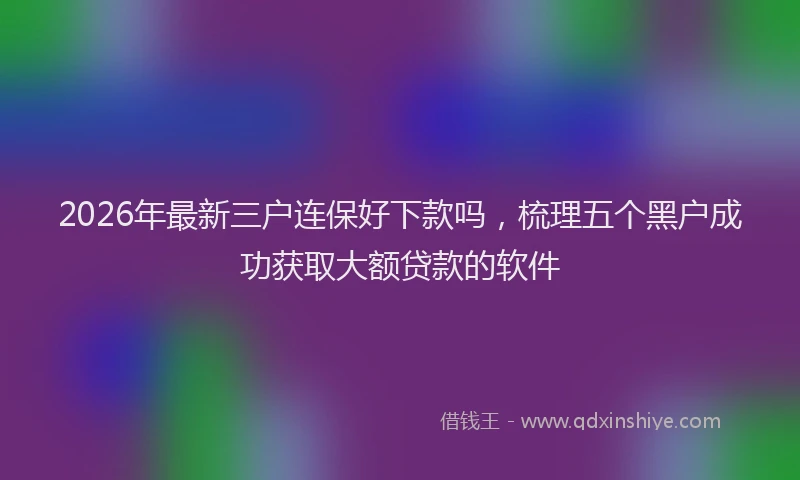 2026年最新三户连保好下款吗,梳理五个黑户成功获取大额贷款的软件