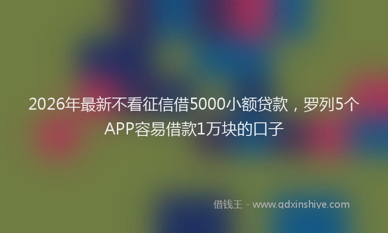 2026年最新不看征信借5000小额贷款，罗列5个APP容易借款1万块的口子