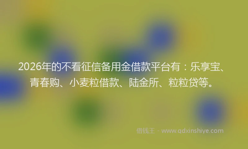 2026年的不看征信备用金借款平台有：乐享宝、青春购、小麦粒借款、陆金所、粒粒贷等。
