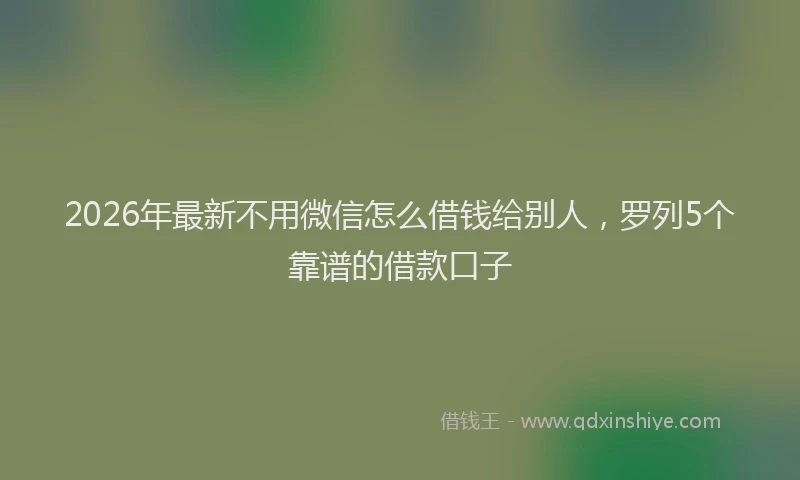 2026年最新不用微信怎么借钱给别人，罗列5个靠谱的借款口子