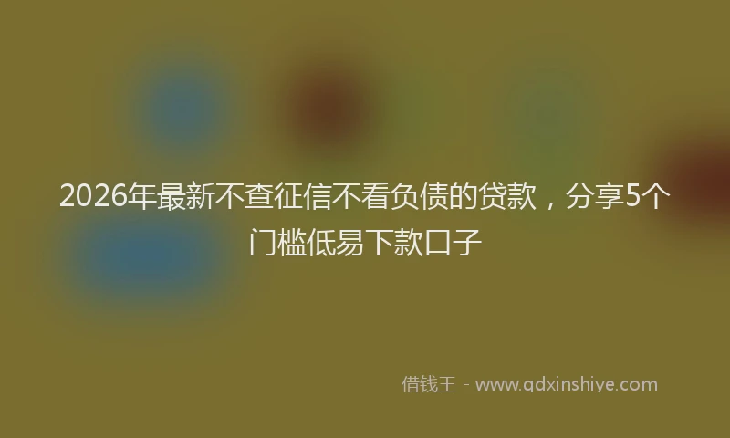 2026年最新不查征信不看负债的贷款，分享5个门槛低易下款口子