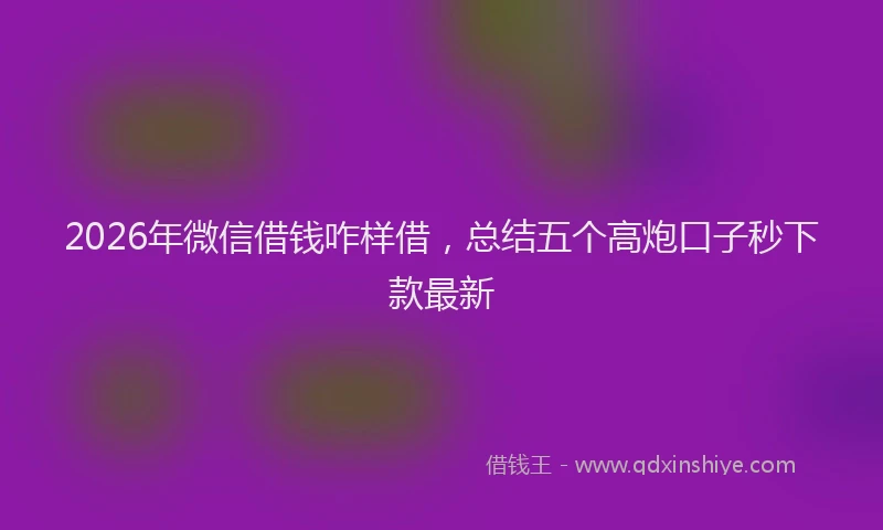 2026年微信借钱咋样借,总结五个高炮口子秒下款最新