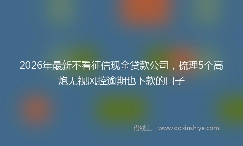 2026年最新不看征信现金贷款公司，梳理5个高炮无视风控逾期也下款的口子