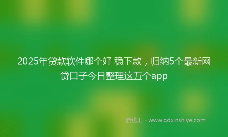 2025年贷款软件哪个好 稳下款,归纳5个最新网贷口子今日整理这五个app