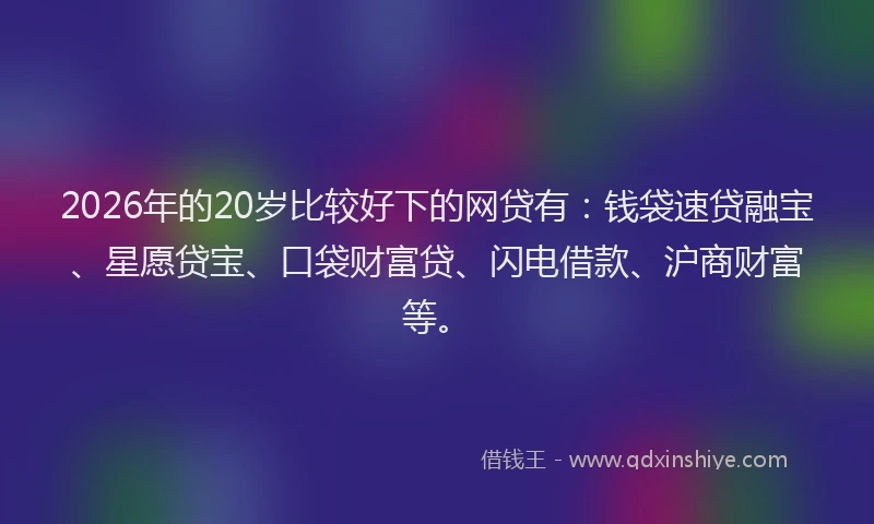 2026年的20岁比较好下的网贷有：钱袋速贷融宝、星愿贷宝、口袋财富贷、闪电借款、沪商财富等。