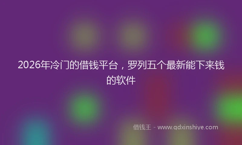 2026年冷门的借钱平台，罗列五个最新能下来钱的软件