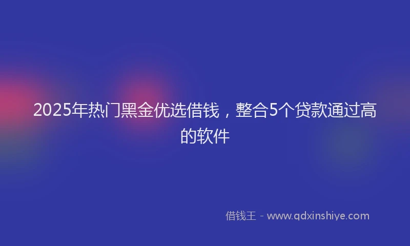 2025年热门黑金优选借钱，整合5个贷款通过高的软件