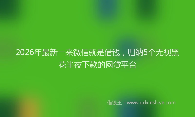 2026年最新一来微信就是借钱,归纳5个无视黑花半夜下款的网贷平台