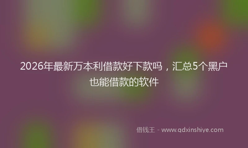 2026年最新万本利借款好下款吗,汇总5个黑户也能借款的软件