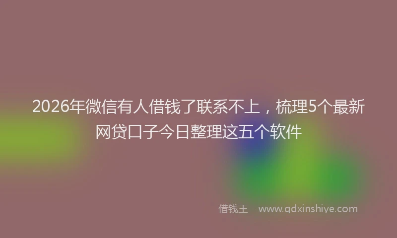 2026年微信有人借钱了联系不上，梳理5个最新网贷口子今日整理这五个软件