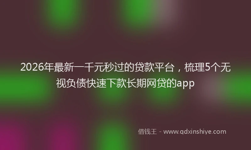 2026年最新一千元秒过的贷款平台，梳理5个无视负债快速下款长期网贷的app