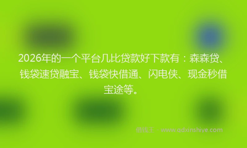 2026年的一个平台几比贷款好下款有：森森贷、钱袋速贷融宝、钱袋快借通、闪电侠、现金秒借宝途等。