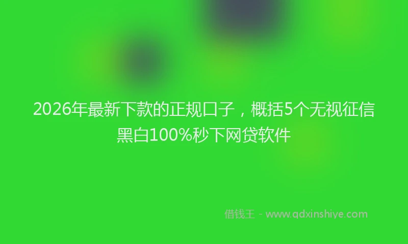 2026年最新下款的正规口子,概括5个无视征信黑白100%秒下网贷软件