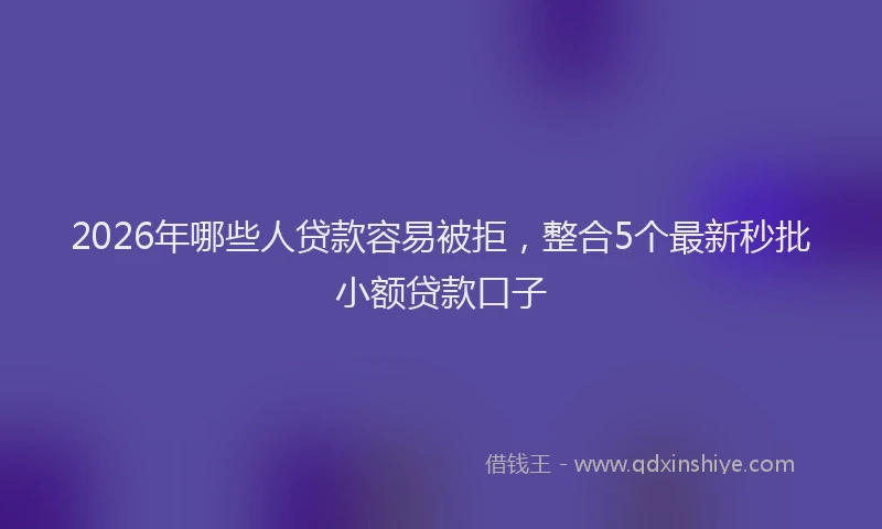 2026年哪些人贷款容易被拒,整合5个最新秒批小额贷款口子