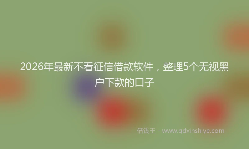 2026年最新不看征信借款软件，整理5个无视黑户下款的口子
