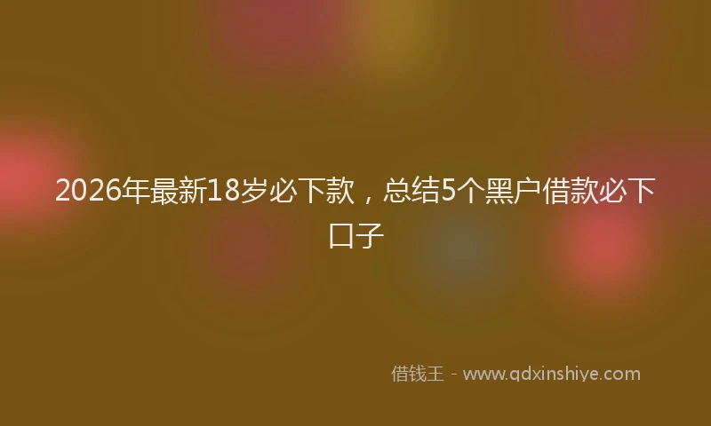 2026年最新18岁必下款，总结5个黑户借款必下口子