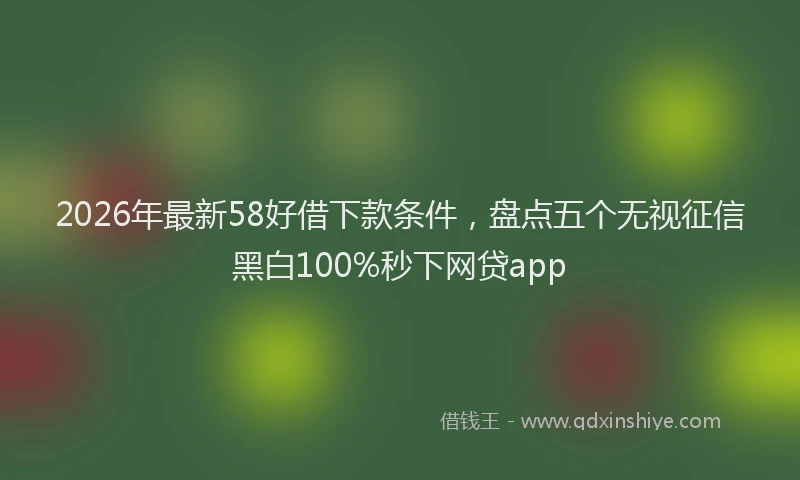 2026年最新58好借下款条件，盘点五个无视征信黑白100%秒下网贷app