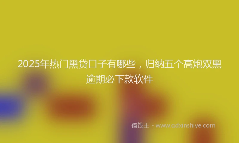 2025年热门黑贷口子有哪些,归纳五个高炮双黑逾期必下款软件
