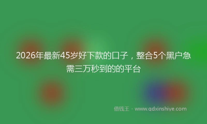 2026年最新45岁好下款的口子，整合5个黑户急需三万秒到的的平台