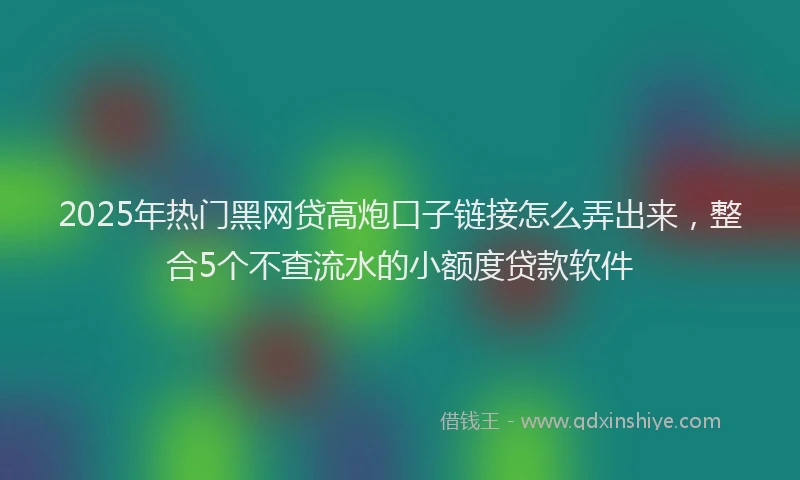 2025年热门黑网贷高炮口子链接怎么弄出来,整合5个不查流水的小额度贷款软件