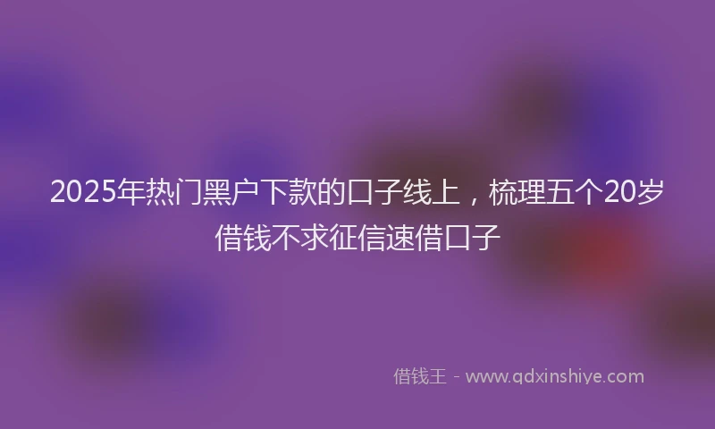 2025年热门黑户下款的口子线上，梳理五个20岁借钱不求征信速借口子