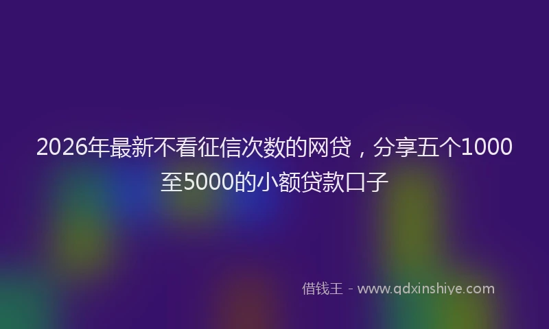 2026年最新不看征信次数的网贷,分享五个1000至5000的小额贷款口子