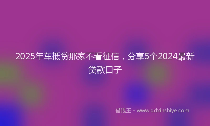 2025年车抵贷那家不看征信，分享5个2024最新贷款口子