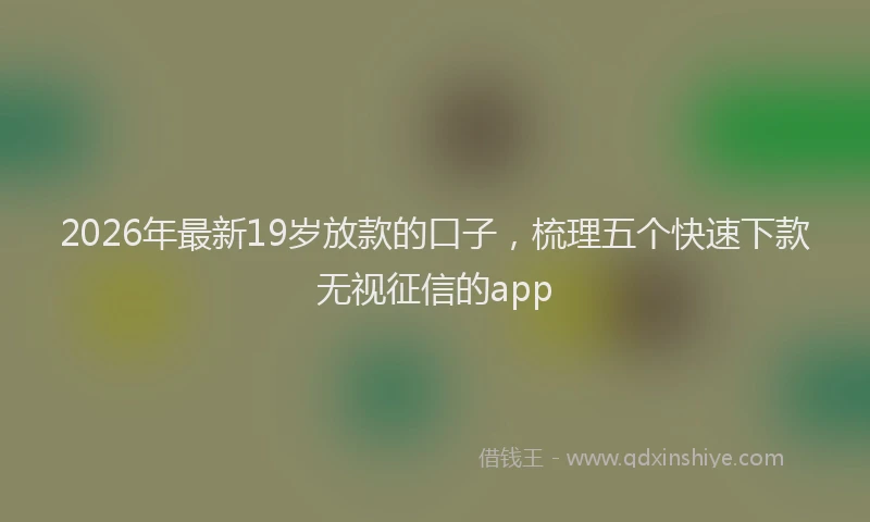 2026年最新19岁放款的口子，梳理五个快速下款无视征信的app