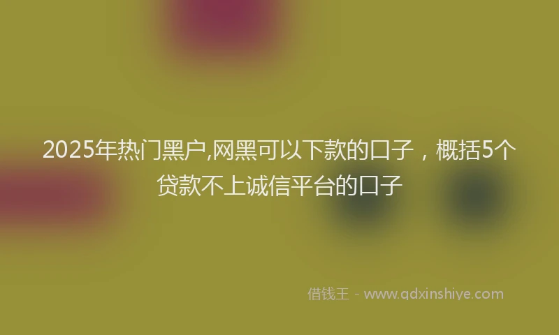 2025年热门黑户,网黑可以下款的口子,概括5个贷款不上诚信平台的口子