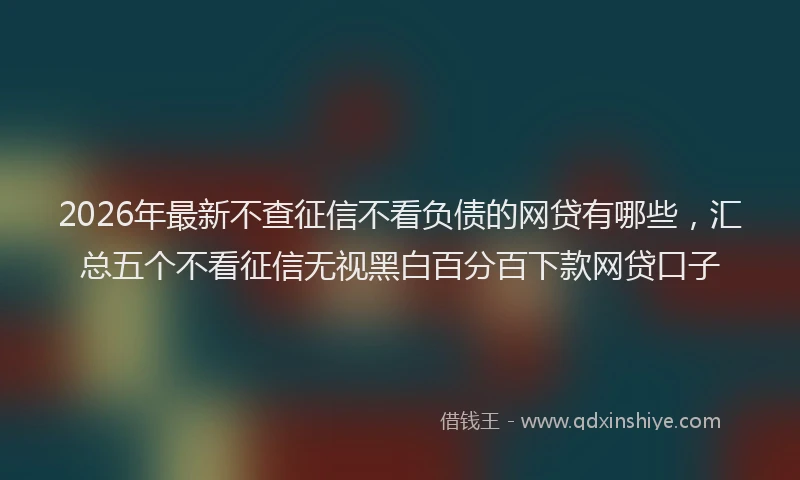 2026年最新不查征信不看负债的网贷有哪些,汇总五个不看征信无视黑白百分百下款网贷口子