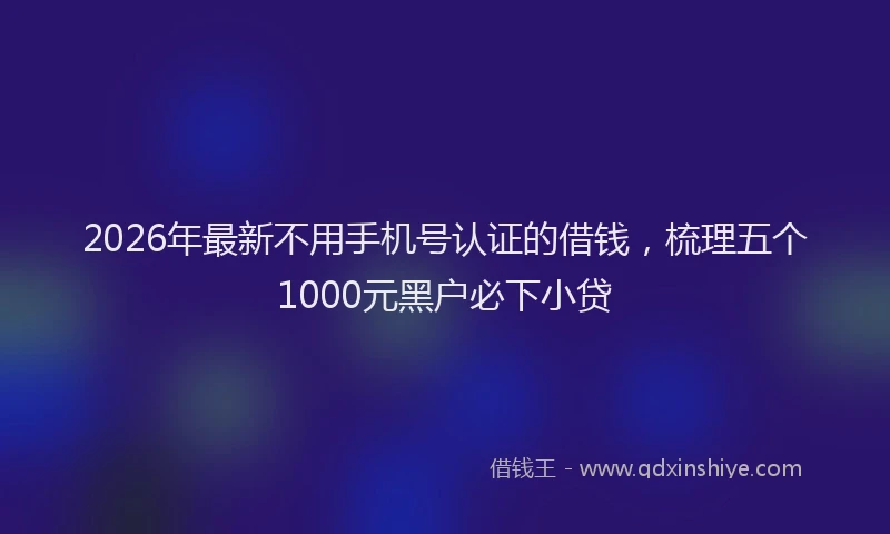 2026年最新不用手机号认证的借钱，梳理五个1000元黑户必下小贷