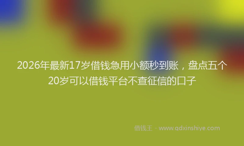 2026年最新17岁借钱急用小额秒到账，盘点五个20岁可以借钱平台不查征信的口子