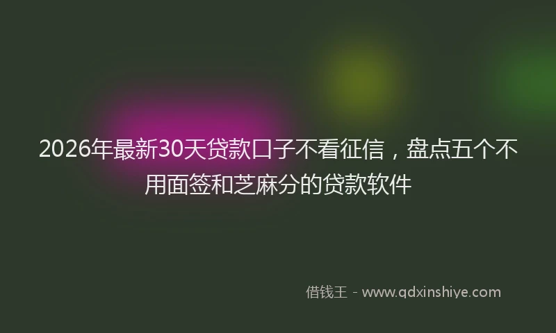 2026年最新30天贷款口子不看征信，盘点五个不用面签和芝麻分的贷款软件