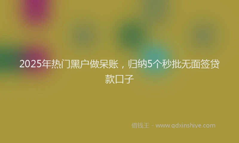 2025年热门黑户做呆账,归纳5个秒批无面签贷款口子