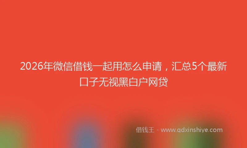 2026年微信借钱一起用怎么申请，汇总5个最新口子无视黑白户网贷