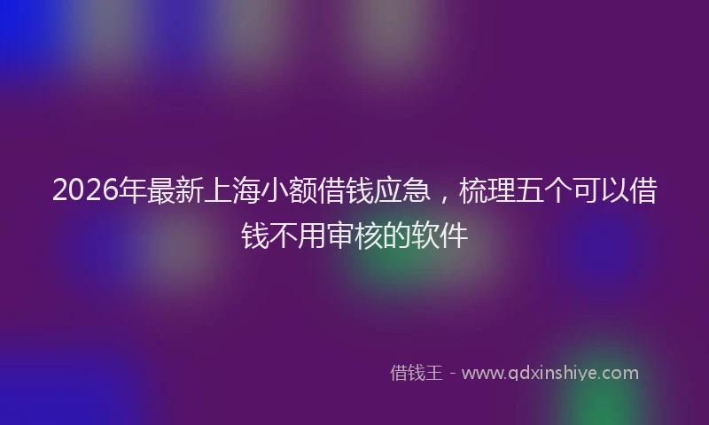 2026年最新上海小额借钱应急，梳理五个可以借钱不用审核的软件