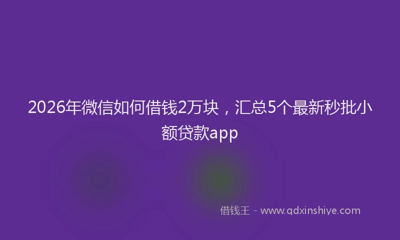 2026年微信如何借钱2万块，汇总5个最新秒批小额贷款app