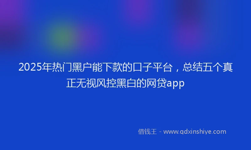 2025年热门黑户能下款的口子平台,总结五个真正无视风控黑白的网贷app