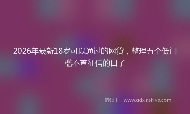 2026年最新18岁可以通过的网贷，整理五个低门槛不查征信的口子