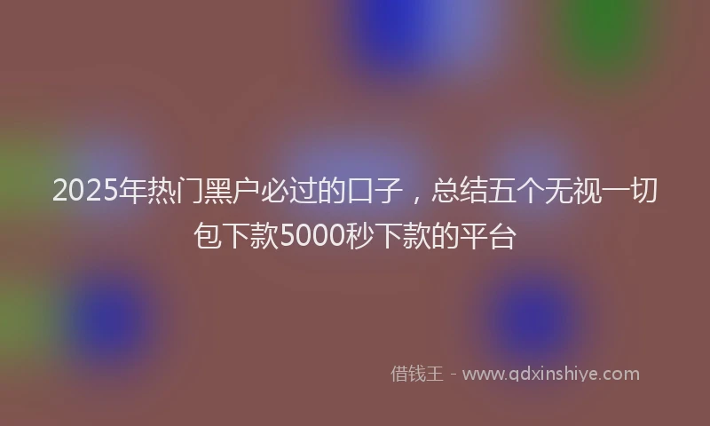 2025年热门黑户必过的口子,总结五个无视一切包下款5000秒下款的平台
