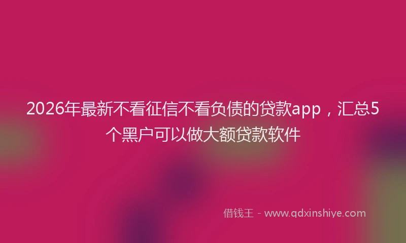 2026年最新不看征信不看负债的贷款app,汇总5个黑户可以做大额贷款软件