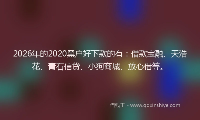 2026年的2020黑户好下款的有：借款宝融、天浩花、青石信贷、小狗商城、放心借等。