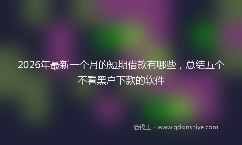 2026年最新一个月的短期借款有哪些，总结五个不看黑户下款的软件