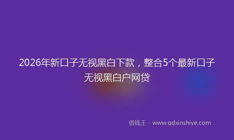 2026年新口子无视黑白下款，整合5个最新口子无视黑白户网贷