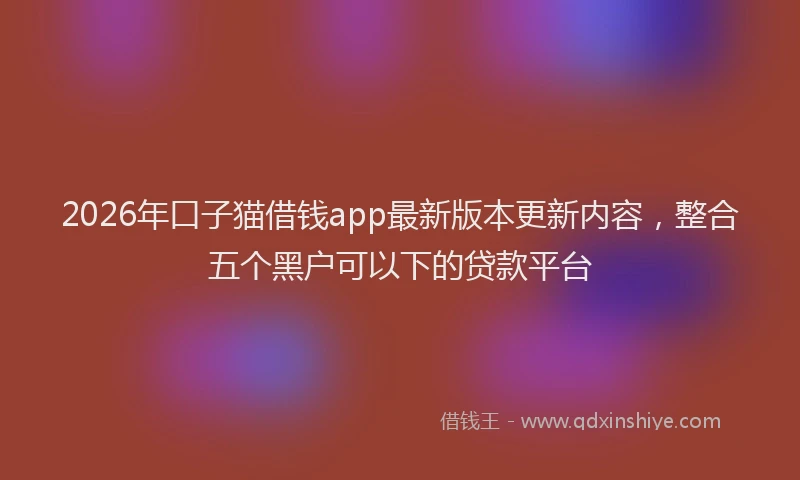 2026年口子猫借钱app最新版本更新内容，整合五个黑户可以下的贷款平台
