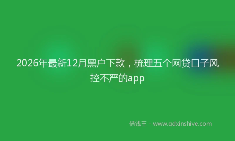 2026年最新12月黑户下款，梳理五个网贷口子风控不严的app